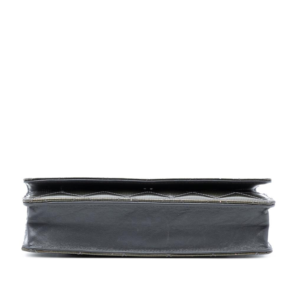 Chanel Green CC Quilted Metallic Patent Striped Wallet on Chain Spain