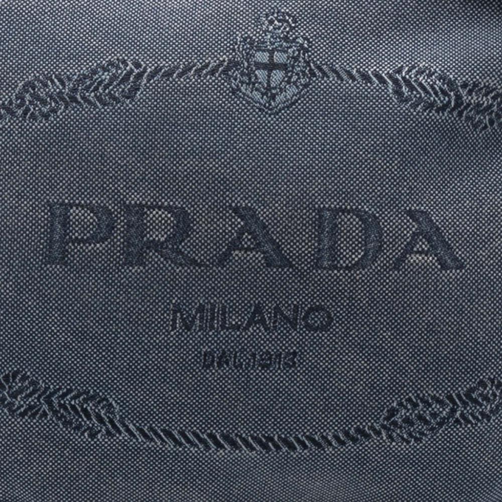 Prada B Prada Blue Denim Canvas Fabric Canapa Logo Crossbody Turkey