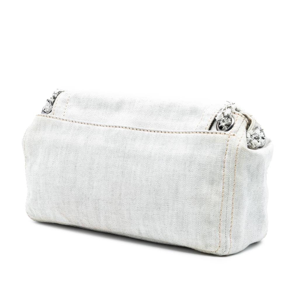 Prada AB Prada Gray Light Gray Denim Fabric Sound Lock Shoulder Bag Italy