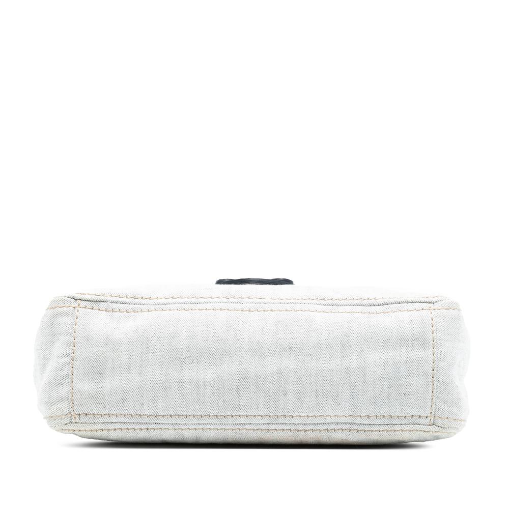 Prada AB Prada Gray Light Gray Denim Fabric Sound Lock Shoulder Bag Italy