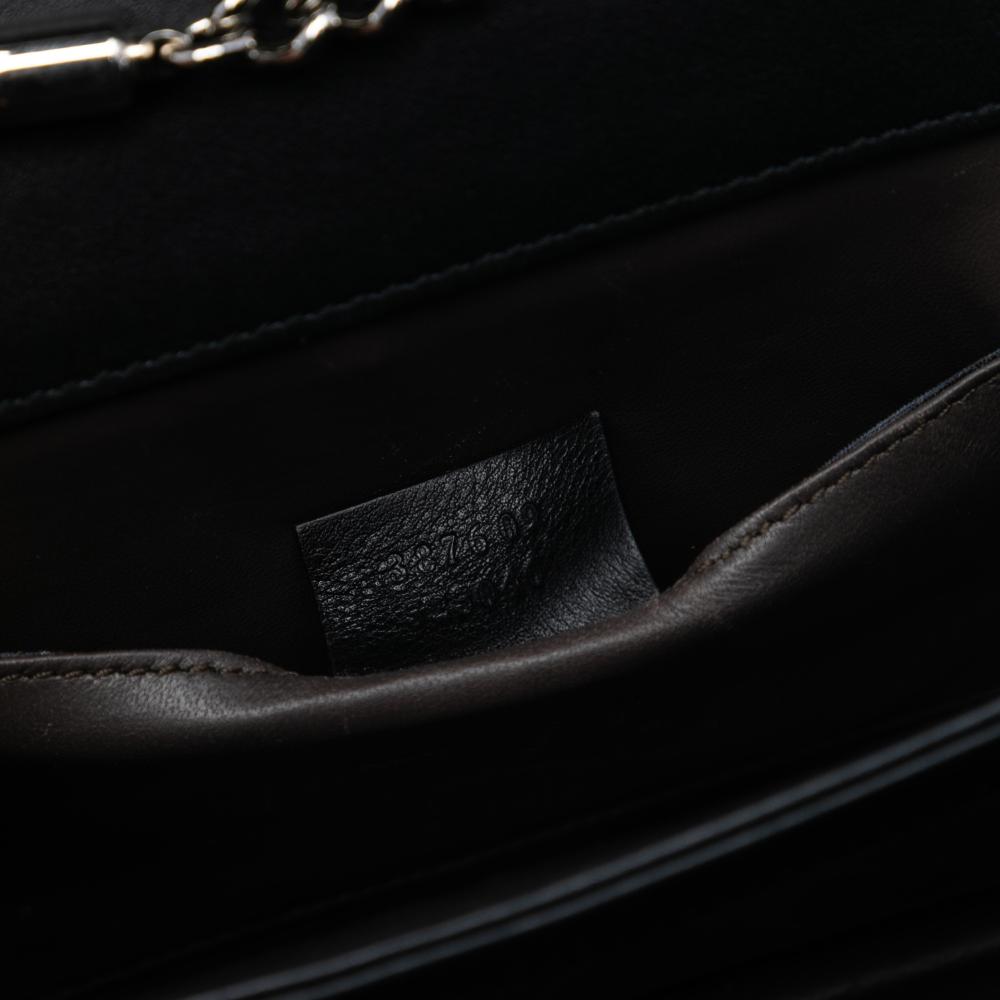 Gucci AB Gucci Black Calf Leather Small Polished skin Interlocking G Dollar Crossbody Italy