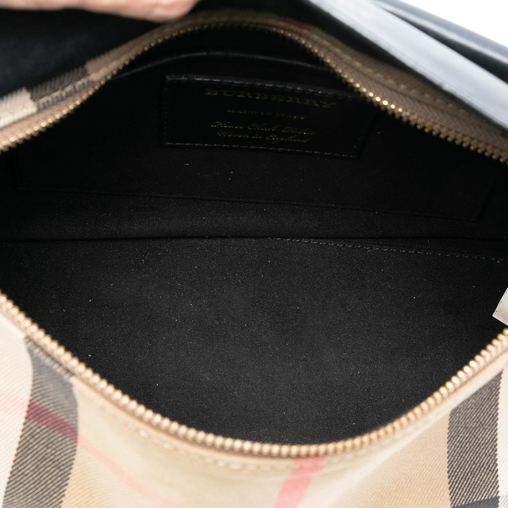 Burberry B Burberry Brown Light Brown Canvas Fabric House Check and Leather Crossbody Italy