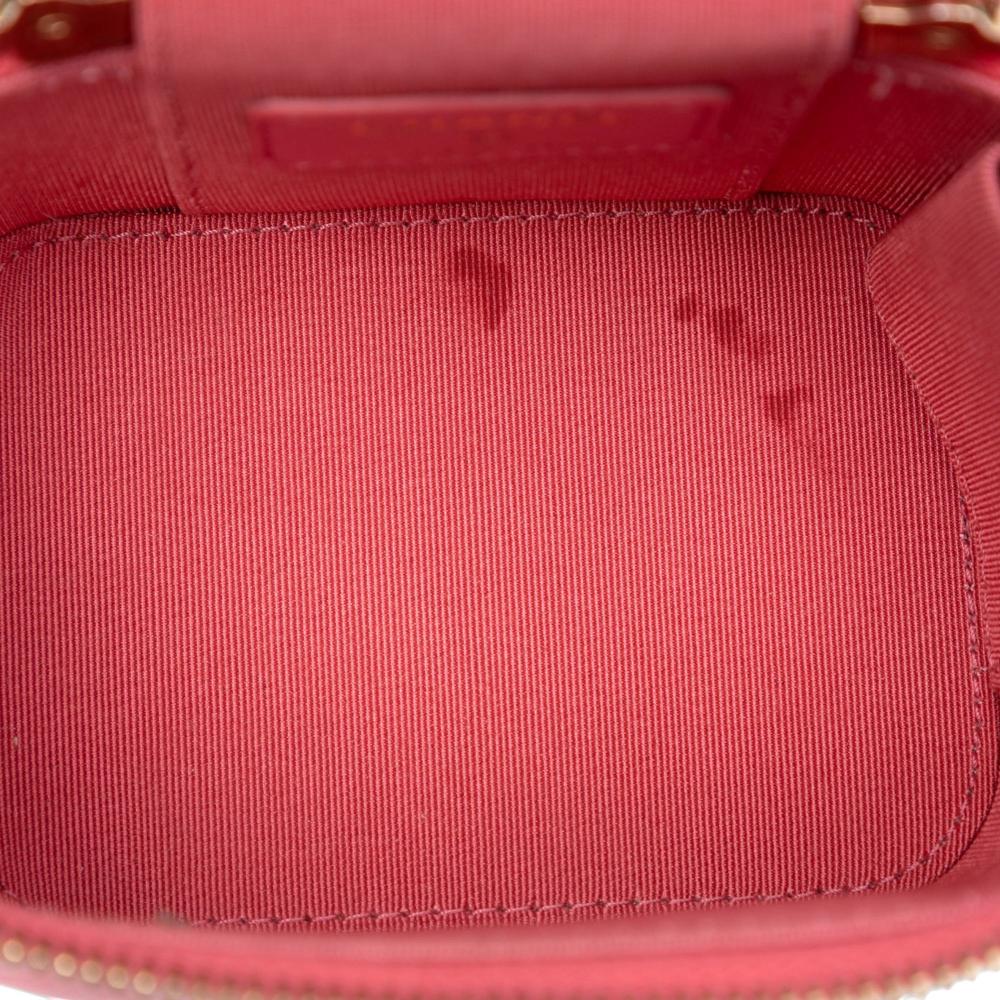 Chanel Pink Mini Quilted Lambskin Top Handle Vanity Case With Chain Italy