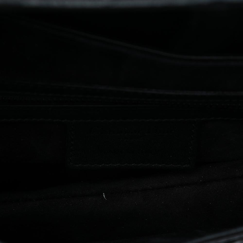 Christian Dior AB Dior Black Calf Leather Oblique Embossed skin Saddle Bag Italy