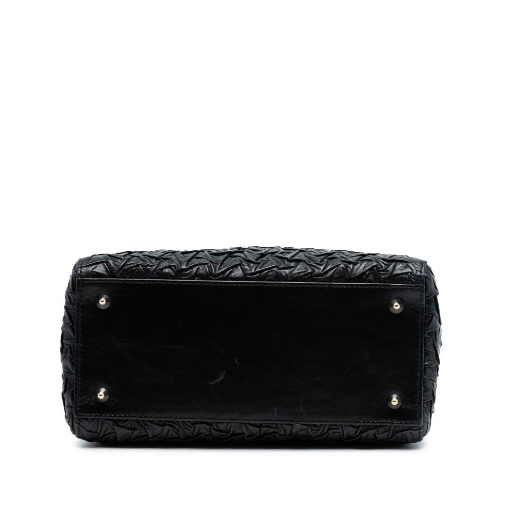 Christian Dior B Dior Black Lambskin Leather Leather Medium Wavy Crinkled Lambskin Lady Dior Italy