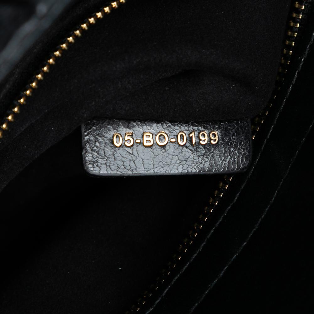 Christian Dior B Dior Black Lambskin Leather Leather Medium Wavy Crinkled Lambskin Lady Dior Italy