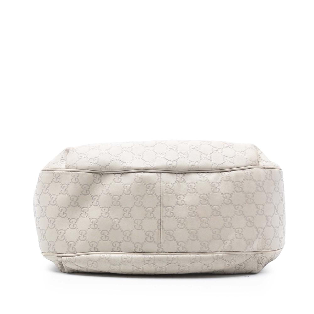 Gucci B Gucci White Calf Leather Medium Guccissima Emily Satchel Italy