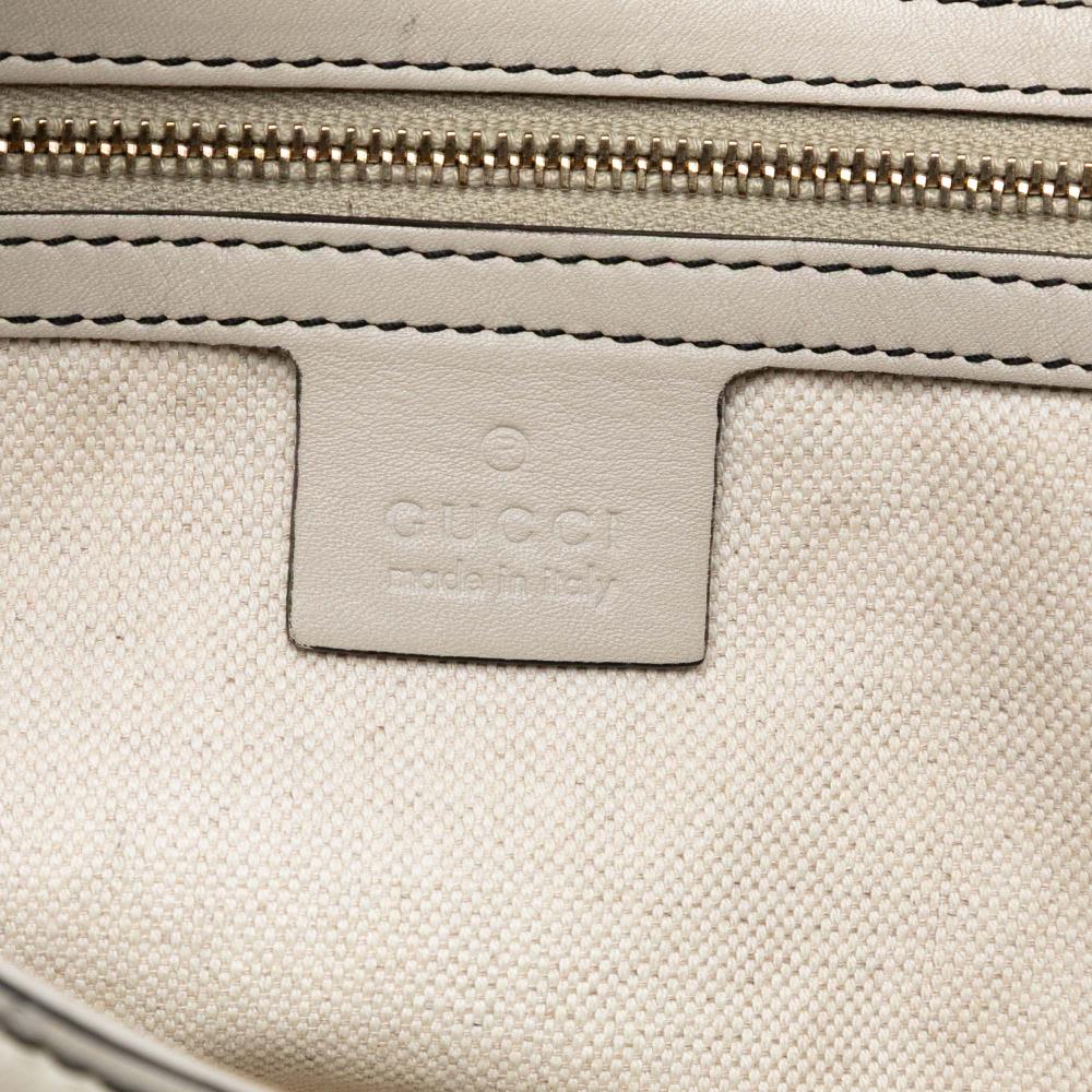 Gucci B Gucci White Calf Leather Medium Guccissima Emily Satchel Italy