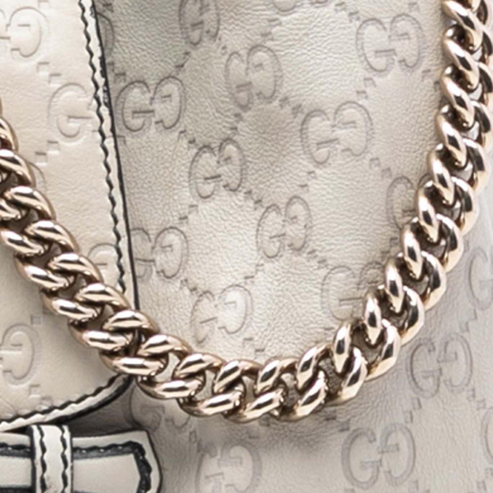 Gucci B Gucci White Calf Leather Medium Guccissima Emily Satchel Italy