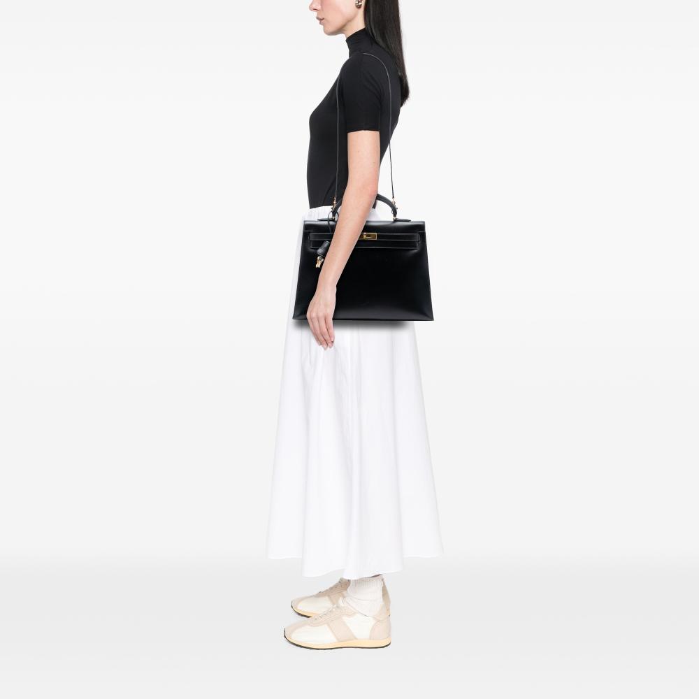 Hermès B Hermès Black Calf Leather Box Kelly Sellier 35 France