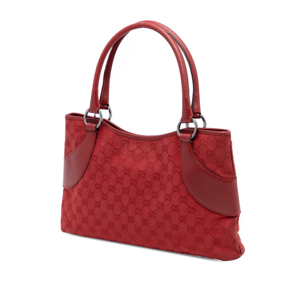 Gucci B Gucci Red Canvas Fabric GG Tote Italy