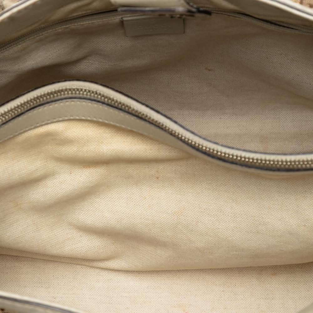 Gucci B Gucci Brown Light Brown Canvas Fabric GG Sukey Tote Italy