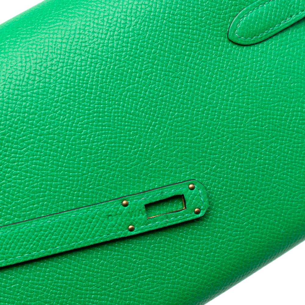 Hermès AB Hermès Green Calf Leather Epsom Kelly Longue Wallet France