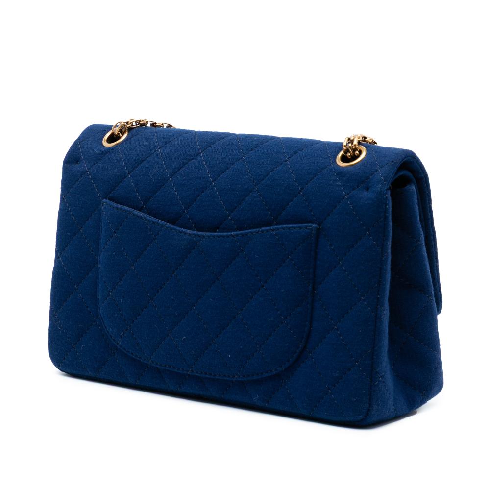 Chanel AB Chanel Blue Dark Blue Cotton Fabric Quilted Jersey Reissue 2.55 Double Flap 226 France
