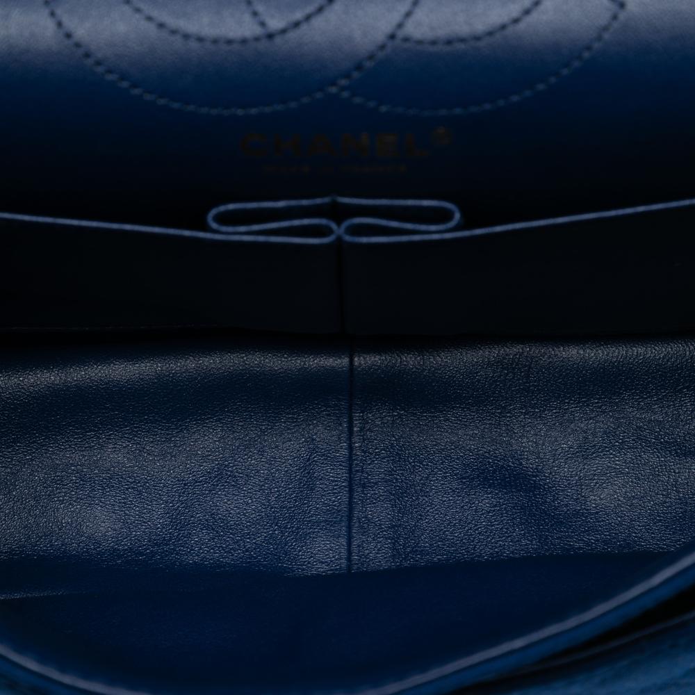 Chanel AB Chanel Blue Dark Blue Cotton Fabric Quilted Jersey Reissue 2.55 Double Flap 226 France