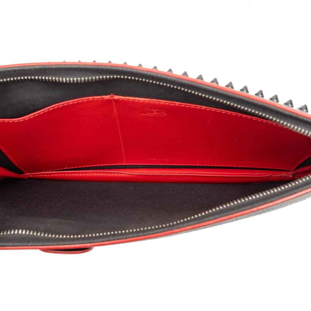 Christian Louboutin B Christian Louboutin Black with Red Calf Leather Trick Track Satchel Italy