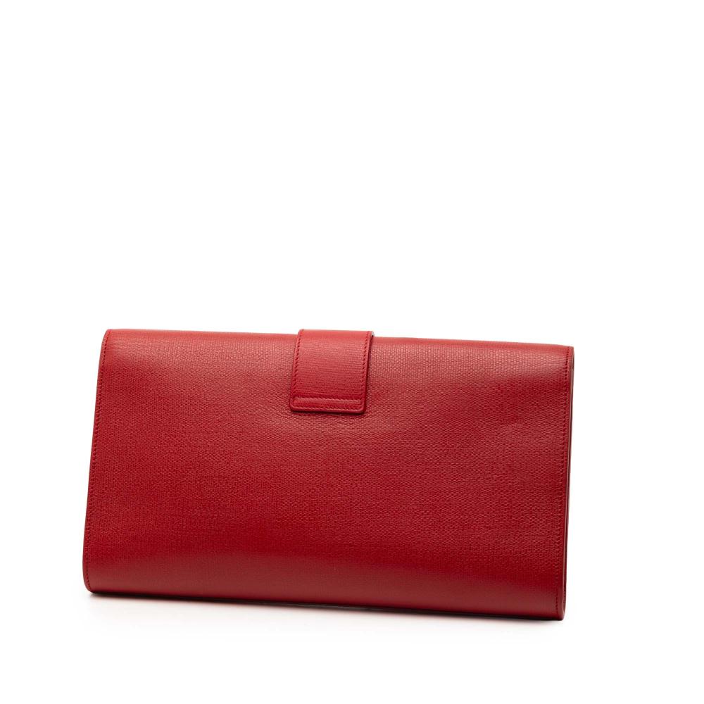 Saint Laurent B Saint Laurent Red Calf Leather Textured Chyc Ligne Clutch Italy