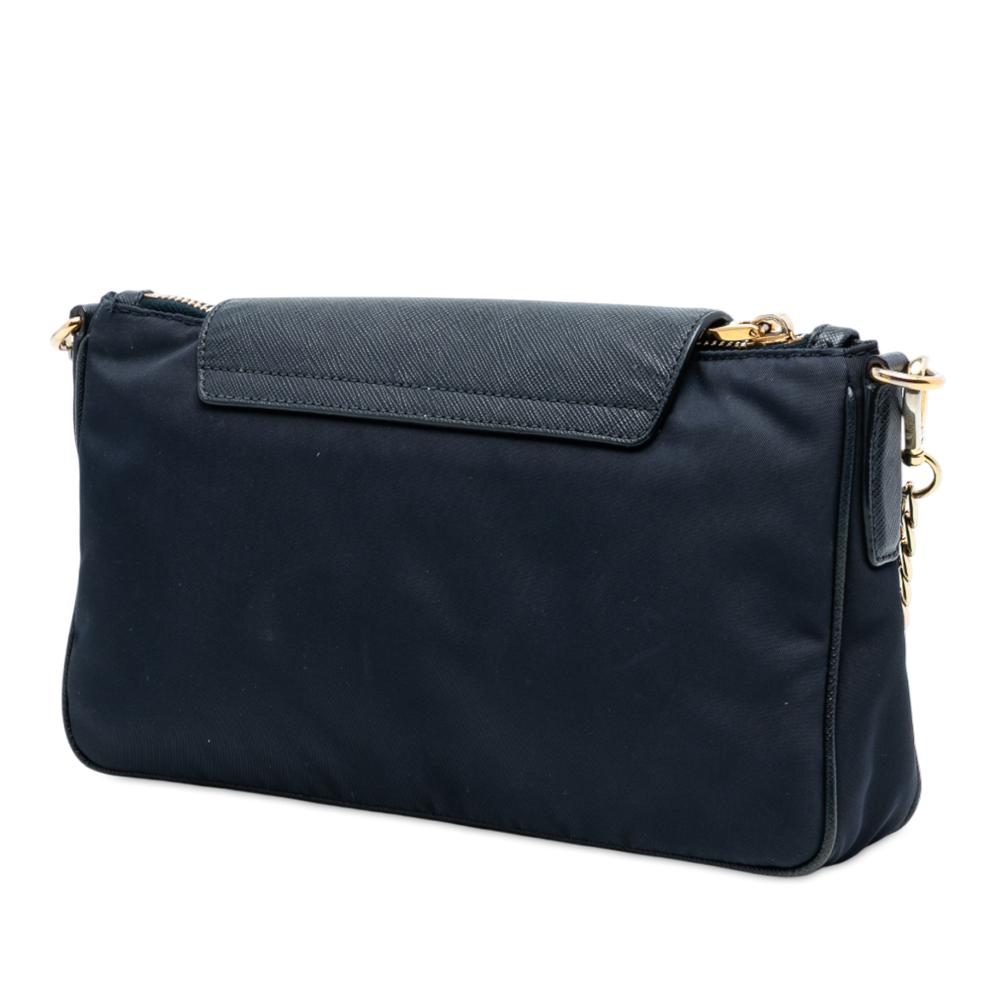 Prada B Prada Black Nylon Fabric Saffiano Trimmed Tessuto Chain Crossbody India