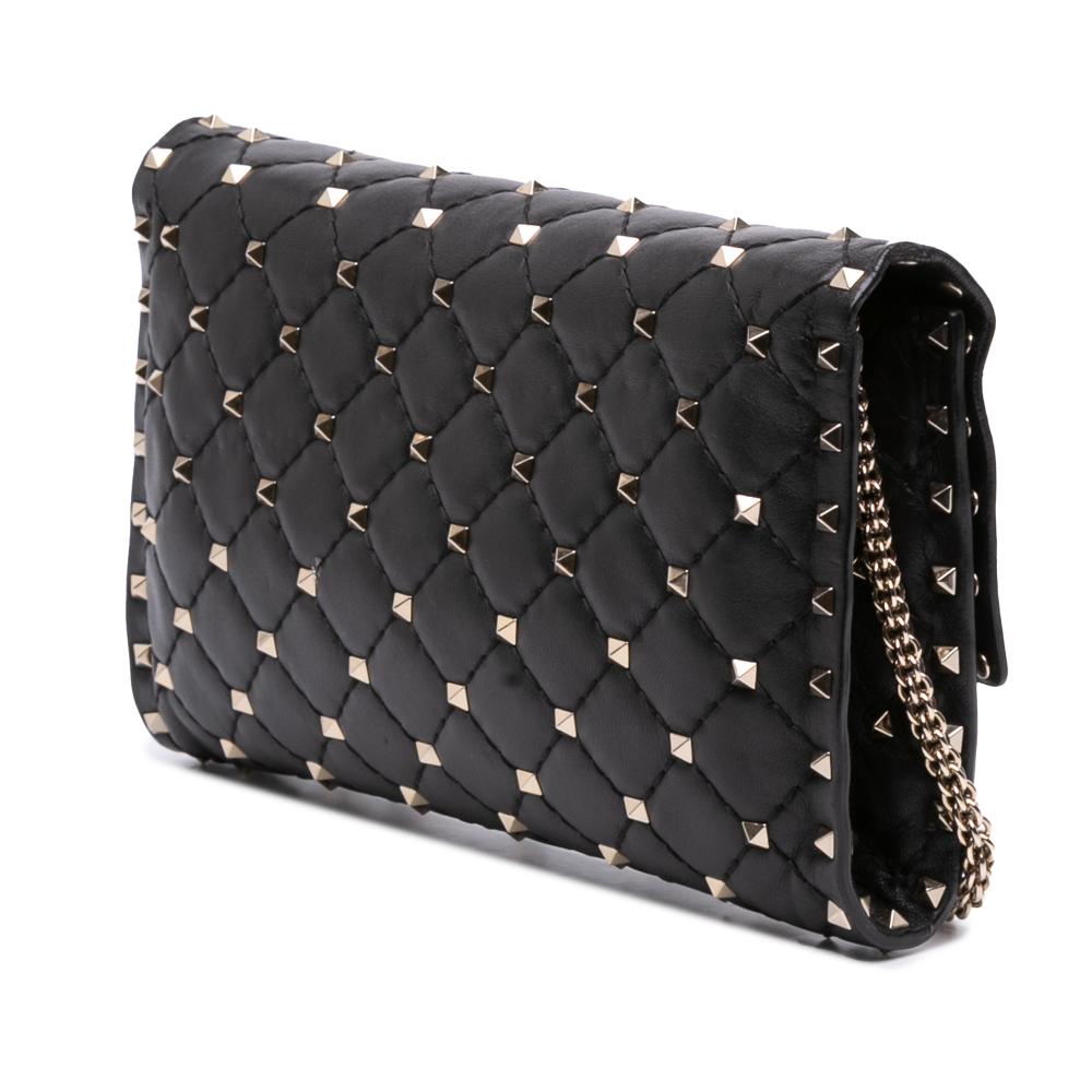 Valentino B Valentino Black Nappa Leather Leather Nappa Rockstud Spike Wallet On Chain Italy