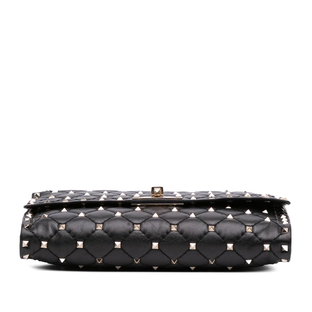 Valentino B Valentino Black Nappa Leather Leather Nappa Rockstud Spike Wallet On Chain Italy