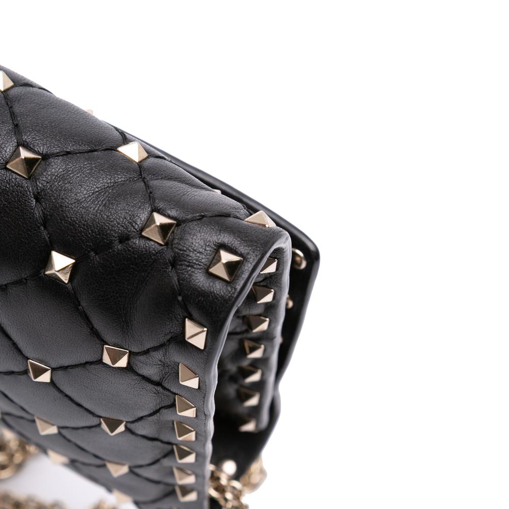 Valentino B Valentino Black Nappa Leather Leather Nappa Rockstud Spike Wallet On Chain Italy