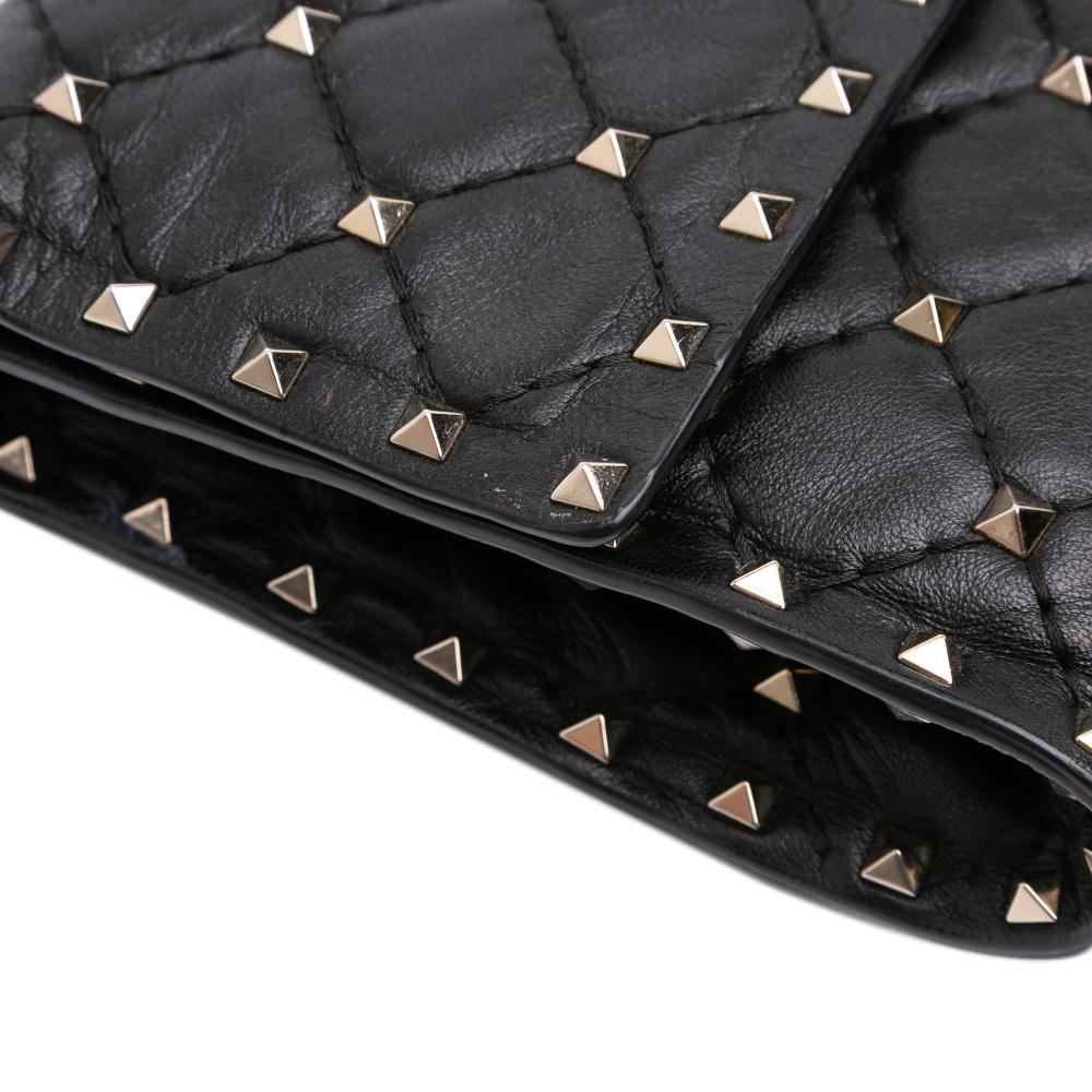 Valentino B Valentino Black Nappa Leather Leather Nappa Rockstud Spike Wallet On Chain Italy