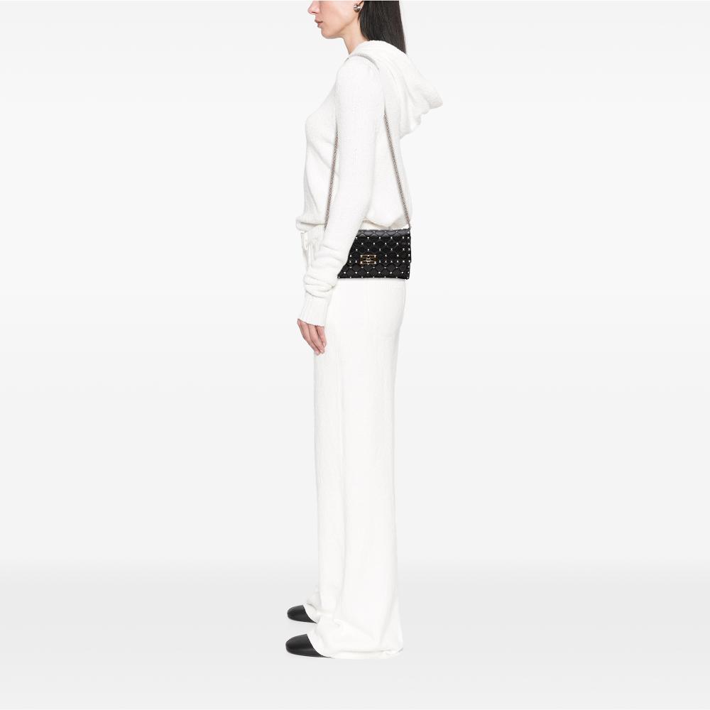 Valentino B Valentino Black Nappa Leather Leather Nappa Rockstud Spike Wallet On Chain Italy