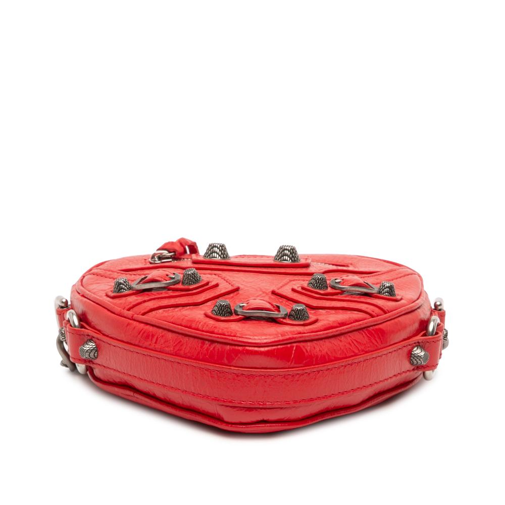 Balenciaga AB Balenciaga Red Lambskin Leather Leather Mini Lambskin Motocross Le Cagole Heart Chain Bag Italy