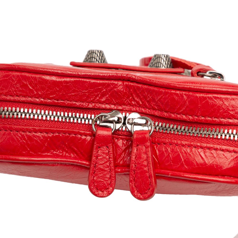 Balenciaga AB Balenciaga Red Lambskin Leather Leather Mini Lambskin Motocross Le Cagole Heart Chain Bag Italy