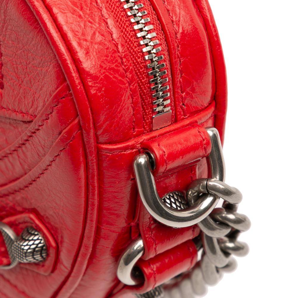 Balenciaga AB Balenciaga Red Lambskin Leather Leather Mini Lambskin Motocross Le Cagole Heart Chain Bag Italy