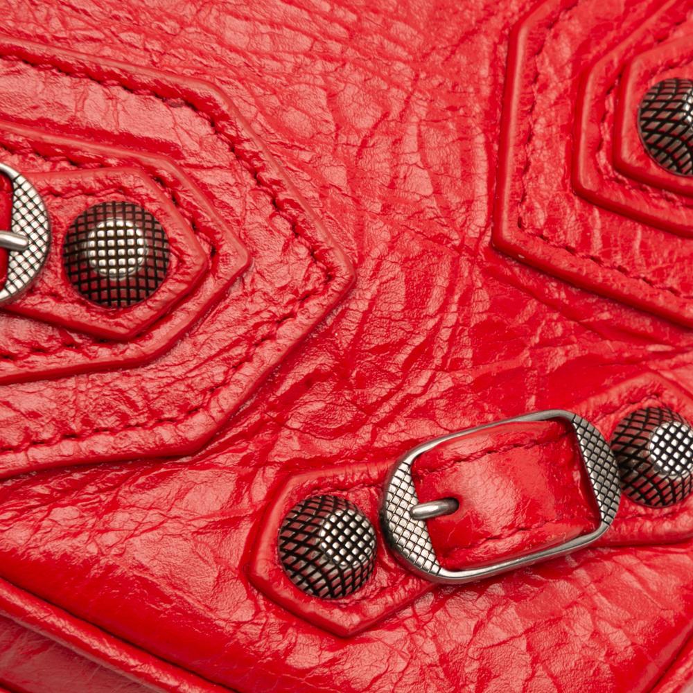 Balenciaga AB Balenciaga Red Lambskin Leather Leather Mini Lambskin Motocross Le Cagole Heart Chain Bag Italy