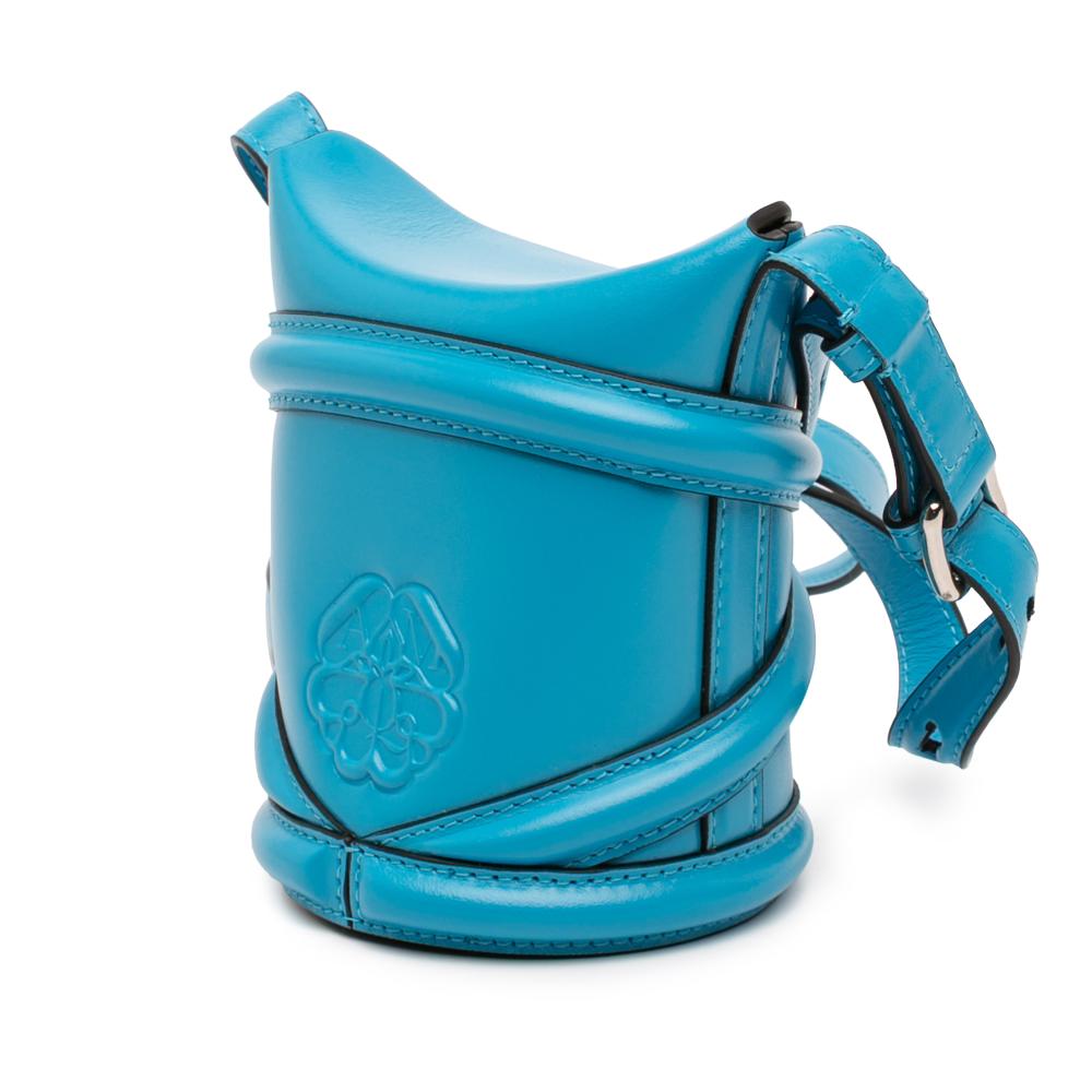 Alexander McQueen AB Alexander McQueen Blue Calf Leather skin The Curve Bucket Bag Italy