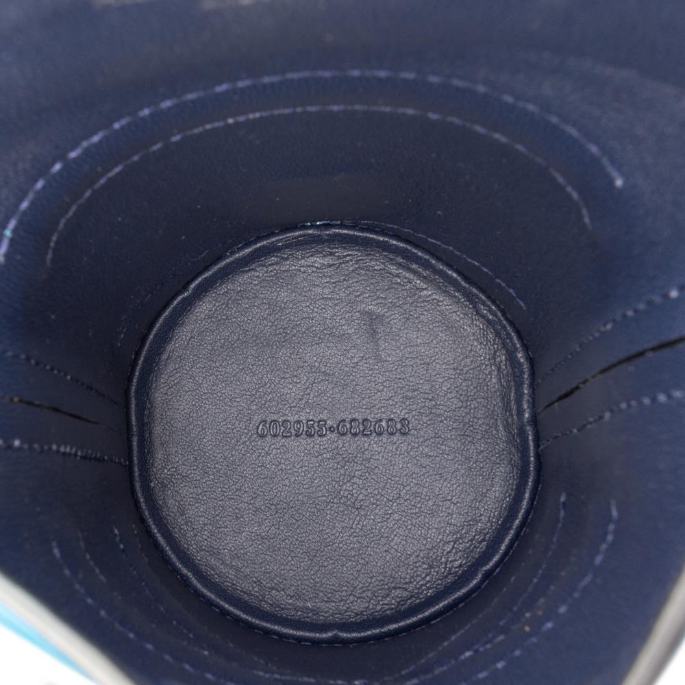 Alexander McQueen AB Alexander McQueen Blue Calf Leather skin The Curve Bucket Bag Italy