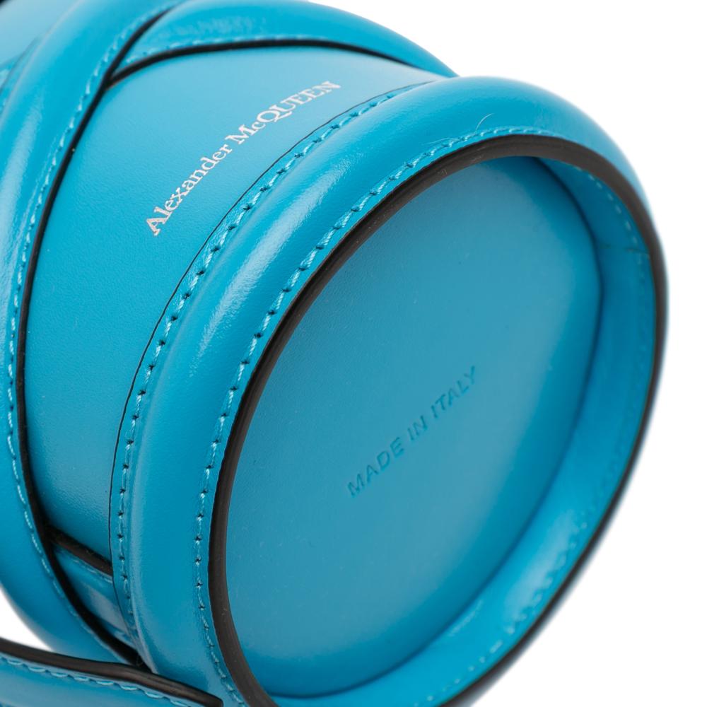 Alexander McQueen AB Alexander McQueen Blue Calf Leather skin The Curve Bucket Bag Italy