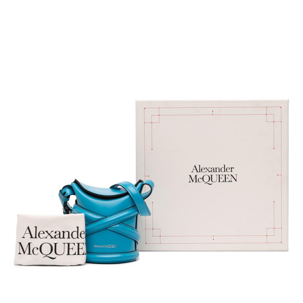Alexander McQueen AB Alexander McQueen Blue Calf Leather skin The Curve Bucket Bag Italy