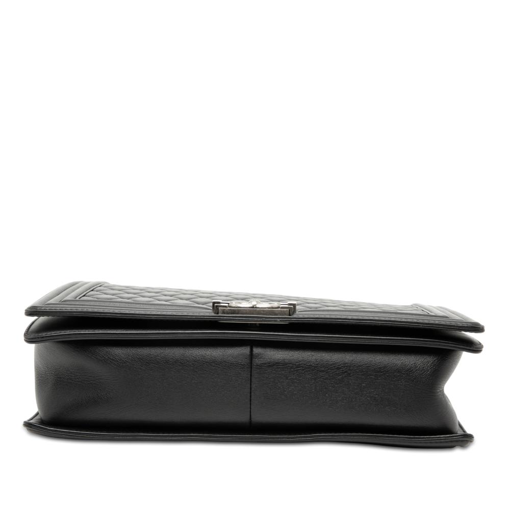 Chanel B Chanel Black Lambskin Leather Leather Large Quilted Lambskin Boy Flap Italy