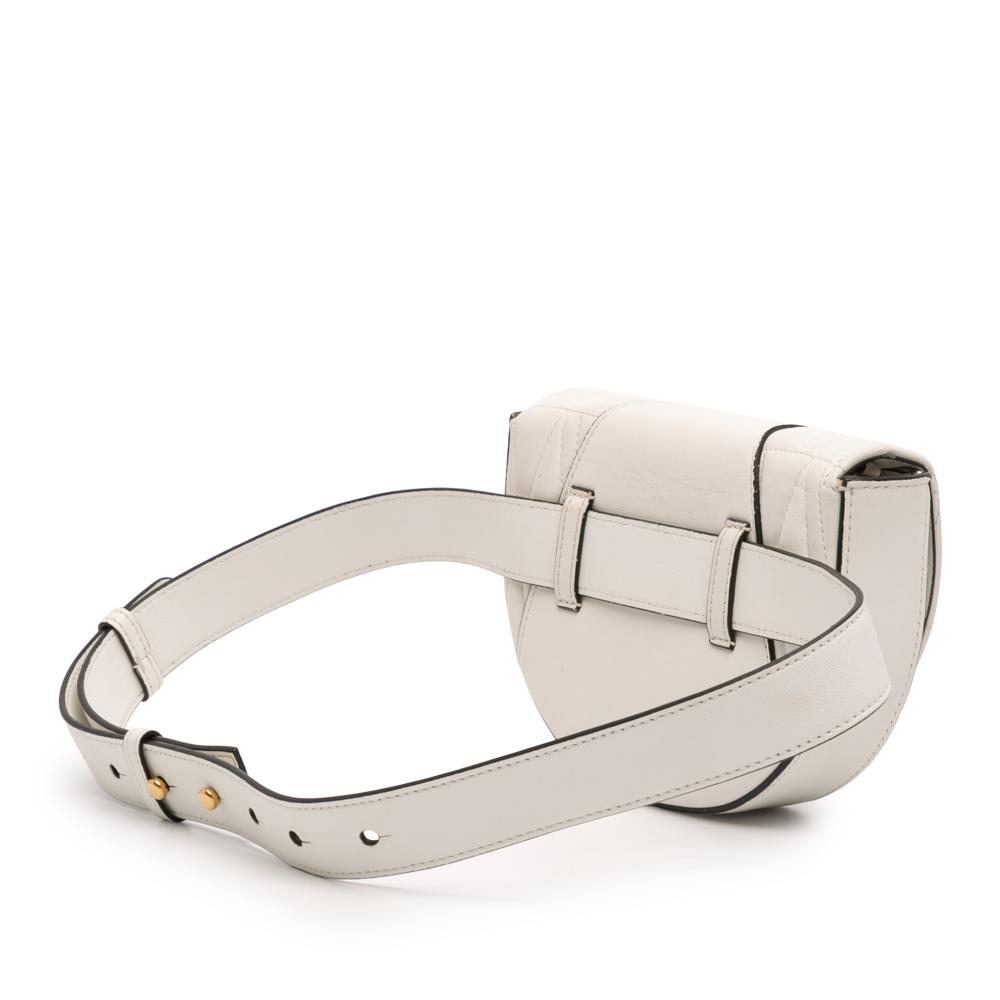 Versace B Versace White Nappa Leather Leather Quilted Nappa Virtus V Crossbody Belt Bag Italy