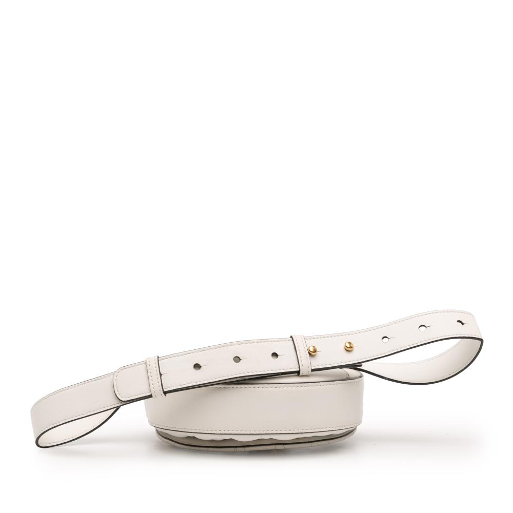 Versace B Versace White Nappa Leather Leather Quilted Nappa Virtus V Crossbody Belt Bag Italy