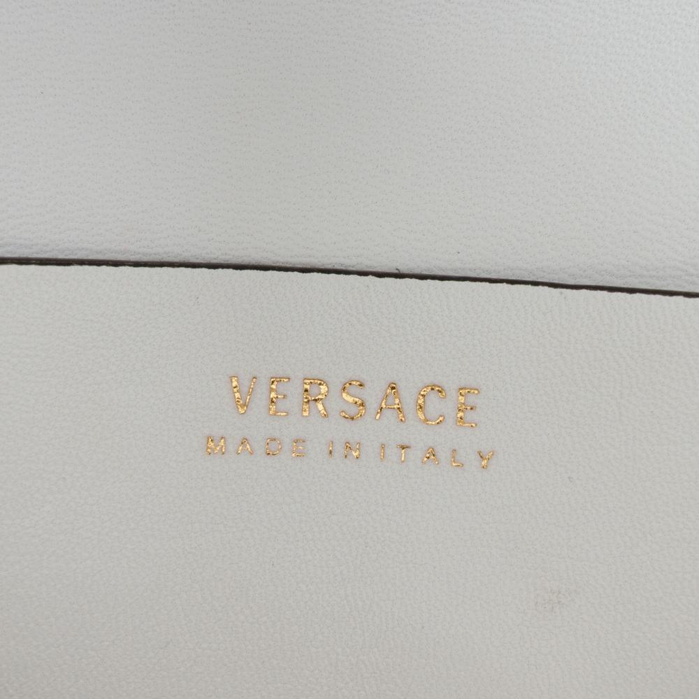 Versace B Versace White Nappa Leather Leather Quilted Nappa Virtus V Crossbody Belt Bag Italy