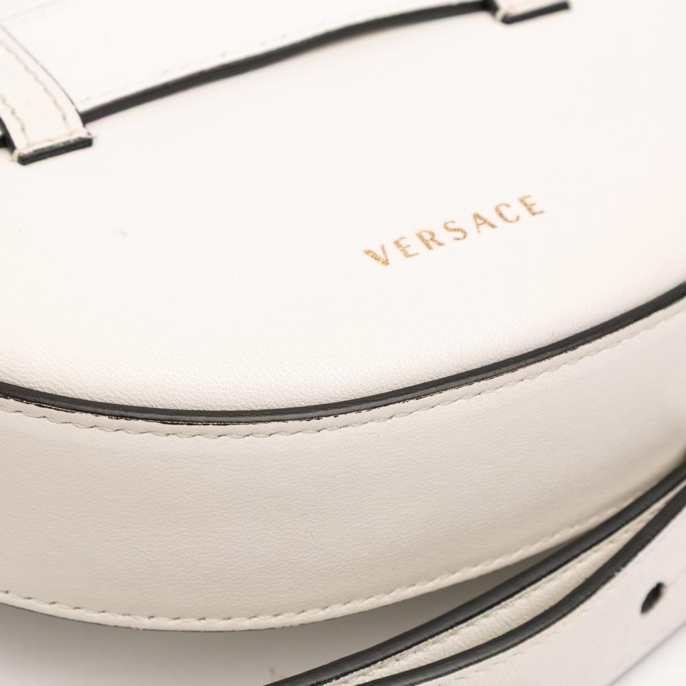 Versace B Versace White Nappa Leather Leather Quilted Nappa Virtus V Crossbody Belt Bag Italy