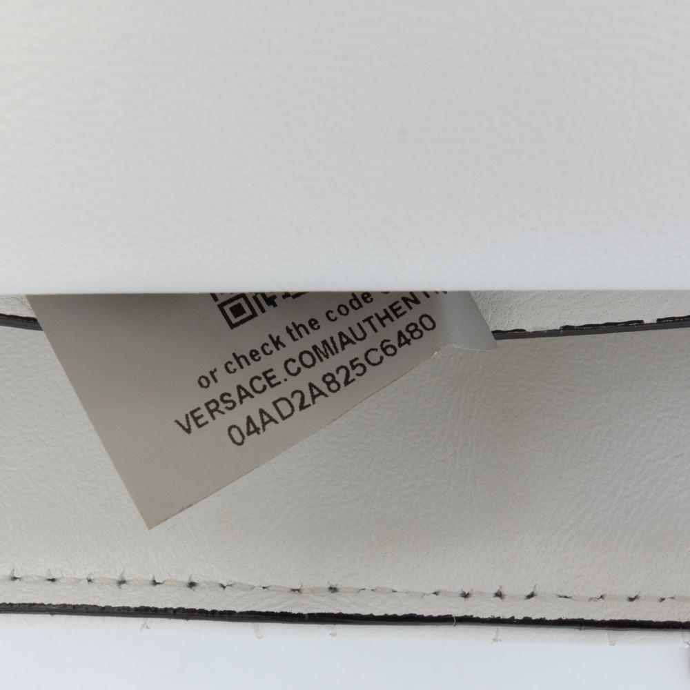 Versace B Versace White Nappa Leather Leather Quilted Nappa Virtus V Crossbody Belt Bag Italy