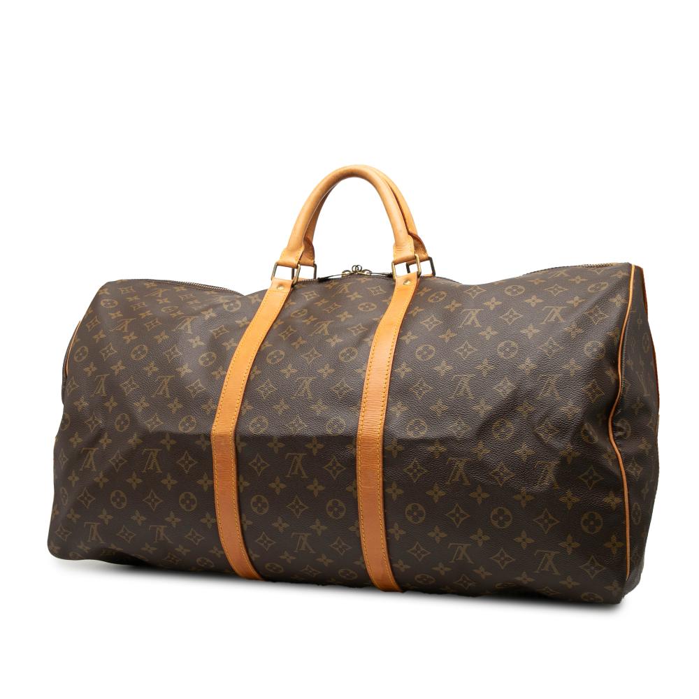 Louis Vuitton B Louis Vuitton Brown Monogram Canvas Fabric Monogram Keepall Bandouliere 60 France