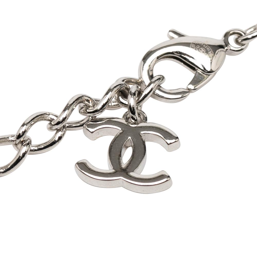 Chanel AB Chanel Silver Silver Plated Metal CC Station Necklace France
