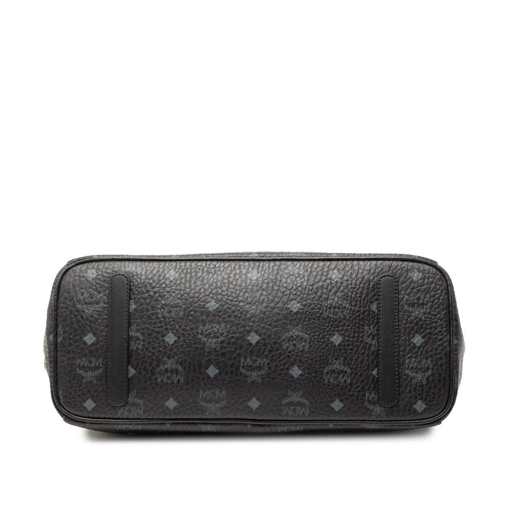 MCM B MCM Black Calf Leather Visetos Coated Canvas Tote Korea, South