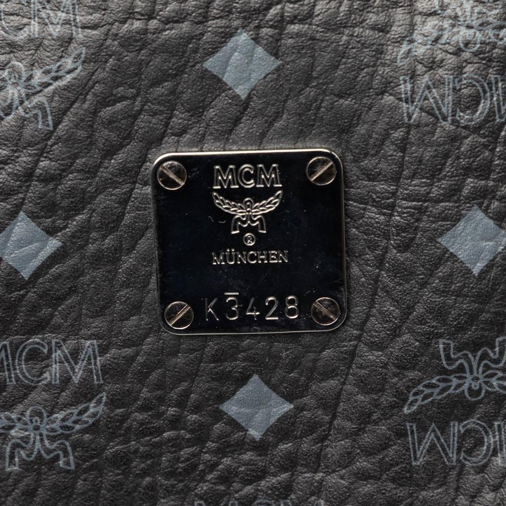 MCM B MCM Black Calf Leather Visetos Coated Canvas Tote Korea, South