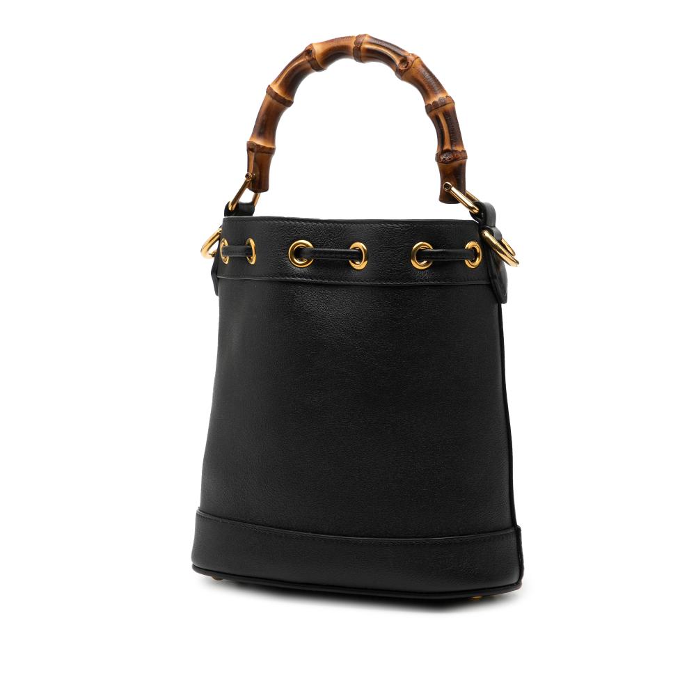 Gucci AB Gucci Black Calf Leather Mini skin Bamboo Diana Bucket Bag Italy