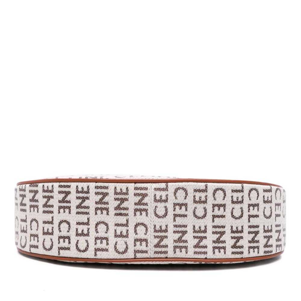 Celine AB Celine Brown Light Beige Canvas Fabric Medium Logo Ava Shoulder Bag Italy