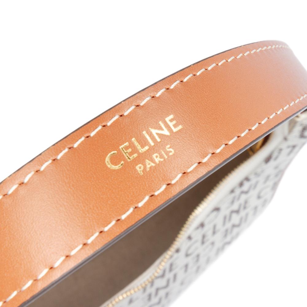 Celine AB Celine Brown Light Beige Canvas Fabric Medium Logo Ava Shoulder Bag Italy