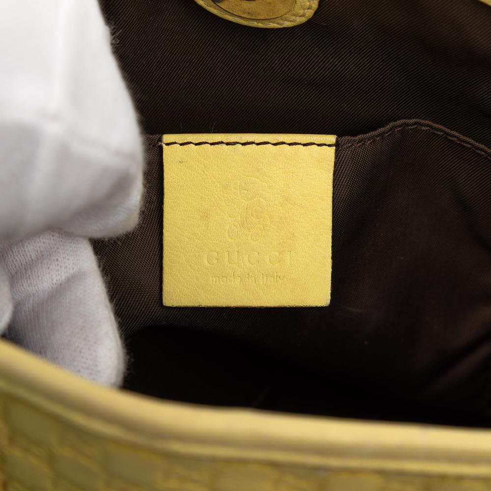 Gucci B Gucci Yellow Calf Leather Guccissima Tote Italy