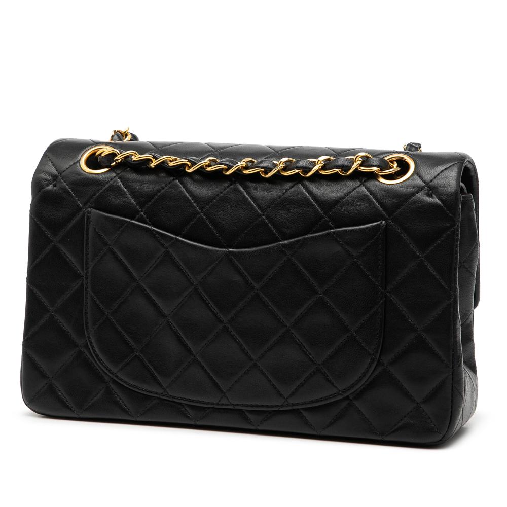 Chanel B Chanel Black Lambskin Leather Leather Small Classic Lambskin Double Flap France